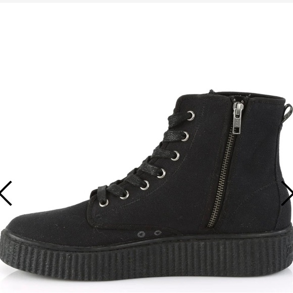 DEMONIA - SNEEKER CREEPER - Size UK 4 US 6 - BLACK Canvas - Picture 4 of 9